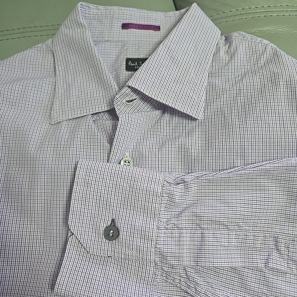 Paul Smith Men's Button Up‎ Shirt Size L 16/41 Purple Long Sleeve Casual Striped